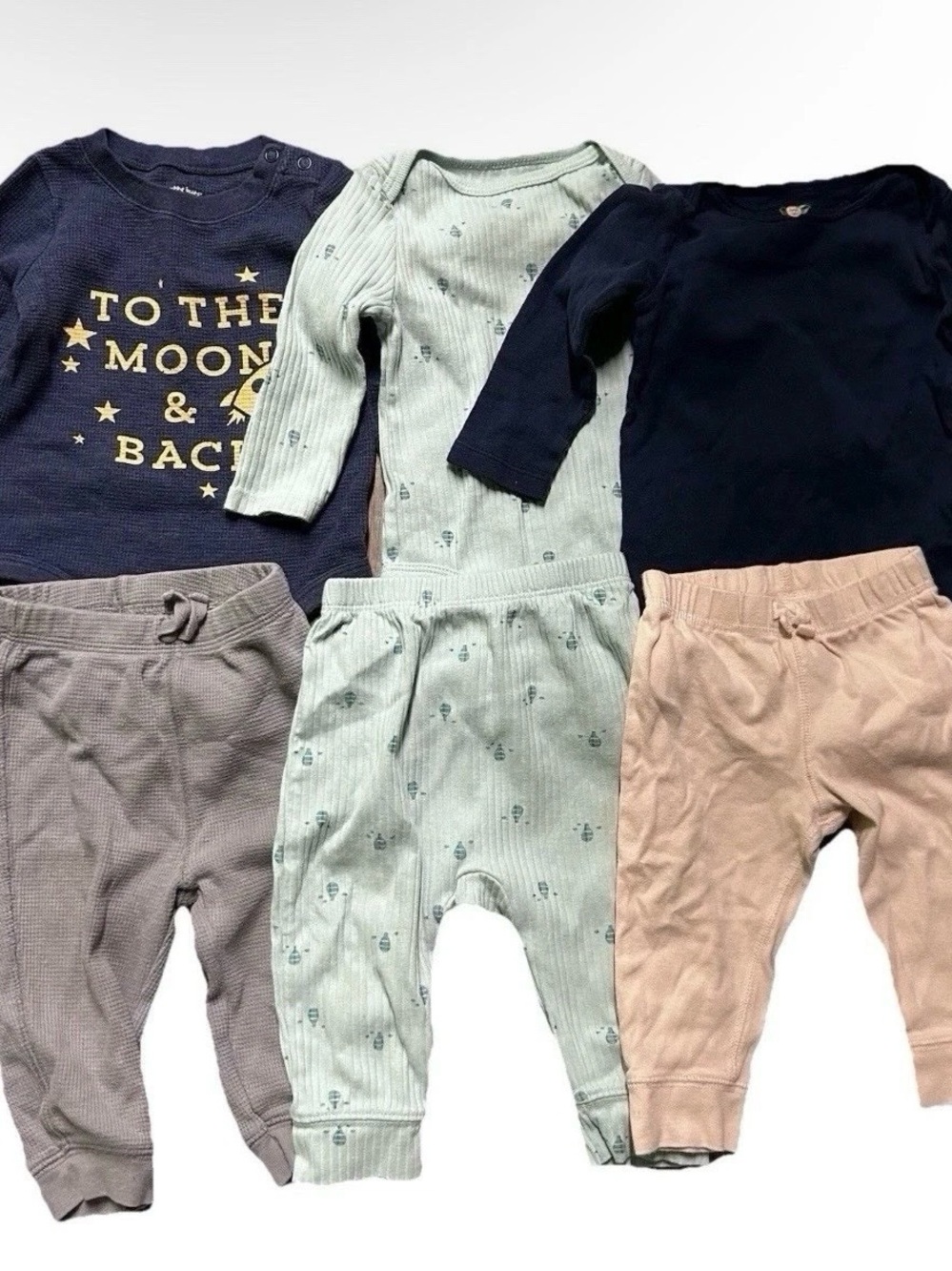Baby Girl Bodysuits Pants Matching Set Pink Blue Size 6-9 Months